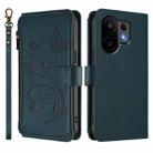 For vivo S30 Butterfly Love Flower Multi-card Zipper Wallet Leather Phone Case(Dark Green) - 2