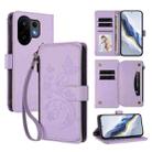 For vivo S30 Butterfly Love Flower Multi-card Zipper Wallet Leather Phone Case(Light Purple) - 1