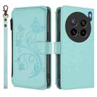 For vivo X200s Butterfly Love Flower Multi-card Zipper Wallet Leather Phone Case(Mint Green) - 2