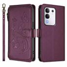 For vivo Y29 4G Global / T4x 5G Butterfly Love Flower Multi-card Zipper Wallet Leather Phone Case(Dark Purple) - 2