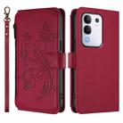 For vivo Y29 4G Global / T4x 5G Butterfly Love Flower Multi-card Zipper Wallet Leather Phone Case(Wine Red) - 2