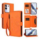 For vivo Y29 4G Global / T4x 5G Butterfly Love Flower Multi-card Zipper Wallet Leather Phone Case(Orange) - 1