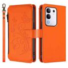 For vivo Y29 4G Global / T4x 5G Butterfly Love Flower Multi-card Zipper Wallet Leather Phone Case(Orange) - 2