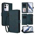For vivo Y29 4G Global / T4x 5G Butterfly Love Flower Multi-card Zipper Wallet Leather Phone Case(Dark Green) - 1