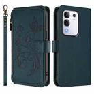 For vivo Y29 4G Global / T4x 5G Butterfly Love Flower Multi-card Zipper Wallet Leather Phone Case(Dark Green) - 2