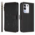 For vivo Y29 4G Global / T4x 5G Butterfly Love Flower Multi-card Zipper Wallet Leather Phone Case(Black) - 2