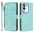For vivo Y29 4G Global / T4x 5G Butterfly Love Flower Multi-card Zipper Wallet Leather Phone Case(Mint Green) - 2