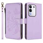 For vivo Y29 4G Global / T4x 5G Butterfly Love Flower Multi-card Zipper Wallet Leather Phone Case(Light Purple) - 2