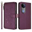 For vivo V50 5G Global / V50e 5G Butterfly Love Flower Multi-card Zipper Wallet Leather Phone Case(Dark Purple) - 2