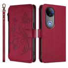 For vivo V50 5G Global / V50e 5G Butterfly Love Flower Multi-card Zipper Wallet Leather Phone Case(Wine Red) - 2