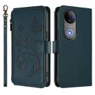 For vivo V50 5G Global / V50e 5G Butterfly Love Flower Multi-card Zipper Wallet Leather Phone Case(Dark Green) - 2
