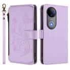 For vivo V50 5G Global / V50e 5G Butterfly Love Flower Multi-card Zipper Wallet Leather Phone Case(Light Purple) - 2