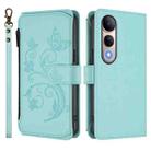 For vivo V50 Lite 5G Global /V50 Lite 4G Butterfly Love Flower Multi-card Zipper Wallet Leather Phone Case(Mint Green) - 2