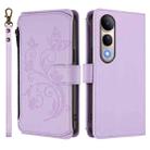 For vivo V50 Lite 5G Global /V50 Lite 4G Butterfly Love Flower Multi-card Zipper Wallet Leather Phone Case(Light Purple) - 2