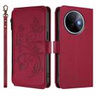 For vivo Y39 5G Global / Y300i 5G Butterfly Love Flower Multi-card Zipper Wallet Leather Phone Case(Wine Red) - 2