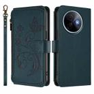 For vivo Y39 5G Global / Y300i 5G Butterfly Love Flower Multi-card Zipper Wallet Leather Phone Case(Dark Green) - 2