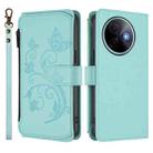 For vivo Y39 5G Global / Y300i 5G Butterfly Love Flower Multi-card Zipper Wallet Leather Phone Case(Mint Green) - 2