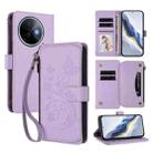 For vivo Y39 5G Global / Y300i 5G Butterfly Love Flower Multi-card Zipper Wallet Leather Phone Case(Light Purple) - 1