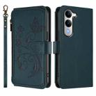 For vivo Y29s 5G / Y04 5G Global Butterfly Love Flower Multi-card Zipper Wallet Leather Phone Case(Dark Green) - 2