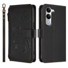 For vivo Y29s 5G / Y04 5G Global Butterfly Love Flower Multi-card Zipper Wallet Leather Phone Case(Black) - 2