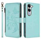 For vivo Y29s 5G / Y04 5G Global Butterfly Love Flower Multi-card Zipper Wallet Leather Phone Case(Mint Green) - 2