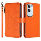 For vivo Y19s 4G Global / Y29 5G India Butterfly Love Flower Multi-card Zipper Wallet Leather Phone Case(Orange) - 2