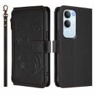 For vivo Y19s 4G Global / Y29 5G India Butterfly Love Flower Multi-card Zipper Wallet Leather Phone Case(Black) - 2