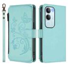 For vivo Y19s 4G Global / Y29 5G India Butterfly Love Flower Multi-card Zipper Wallet Leather Phone Case(Mint Green) - 2