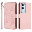 For vivo Y19s 4G Global / Y29 5G India Butterfly Love Flower Multi-card Zipper Wallet Leather Phone Case(Pink) - 2