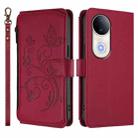 For vivo S20 5G Butterfly Love Flower Multi-card Zipper Wallet Leather Phone Case(Wine Red) - 2