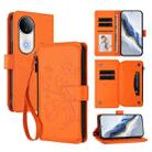 For vivo S20 5G Butterfly Love Flower Multi-card Zipper Wallet Leather Phone Case(Orange) - 1