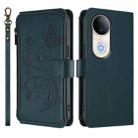 For vivo S20 5G Butterfly Love Flower Multi-card Zipper Wallet Leather Phone Case(Dark Green) - 2