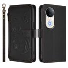 For vivo S20 5G Butterfly Love Flower Multi-card Zipper Wallet Leather Phone Case(Black) - 2