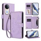 For vivo S20 5G Butterfly Love Flower Multi-card Zipper Wallet Leather Phone Case(Light Purple) - 1