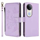 For vivo S20 5G Butterfly Love Flower Multi-card Zipper Wallet Leather Phone Case(Light Purple) - 2