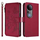 For vivo S20 Pro 5G Butterfly Love Flower Multi-card Zipper Wallet Leather Phone Case(Wine Red) - 2