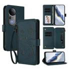 For vivo S20 Pro 5G Butterfly Love Flower Multi-card Zipper Wallet Leather Phone Case(Dark Green) - 1
