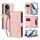 For vivo S20 Pro 5G Butterfly Love Flower Multi-card Zipper Wallet Leather Phone Case(Pink) - 1