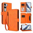 For vivo Y300 5G Global / V40 Lite IDN Butterfly Love Flower Multi-card Zipper Wallet Leather Phone Case(Orange) - 1