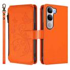 For vivo Y300 5G Global / V40 Lite IDN Butterfly Love Flower Multi-card Zipper Wallet Leather Phone Case(Orange) - 2