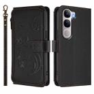 For vivo Y300 5G Global / V40 Lite IDN Butterfly Love Flower Multi-card Zipper Wallet Leather Phone Case(Black) - 2