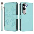 For vivo Y300 5G Global / V40 Lite IDN Butterfly Love Flower Multi-card Zipper Wallet Leather Phone Case(Mint Green) - 2