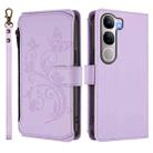 For vivo Y300 5G Global / V40 Lite IDN Butterfly Love Flower Multi-card Zipper Wallet Leather Phone Case(Light Purple) - 2