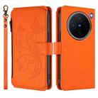 For vivo X200 5G Butterfly Love Flower Multi-card Zipper Wallet Leather Phone Case(Orange) - 2