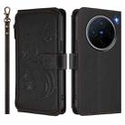 For vivo X200 5G Butterfly Love Flower Multi-card Zipper Wallet Leather Phone Case(Black) - 2