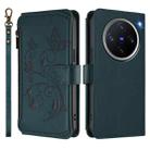 For vivo X200 Pro mini Butterfly Love Flower Multi-card Zipper Wallet Leather Phone Case(Dark Green) - 2