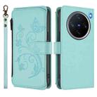 For vivo X200 Pro mini Butterfly Love Flower Multi-card Zipper Wallet Leather Phone Case(Mint Green) - 2