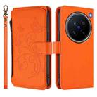 For vivo X200 Pro 5G Butterfly Love Flower Multi-card Zipper Wallet Leather Phone Case(Orange) - 2