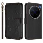 For vivo X200 Pro 5G Butterfly Love Flower Multi-card Zipper Wallet Leather Phone Case(Black) - 2