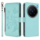 For vivo X200 Pro 5G Butterfly Love Flower Multi-card Zipper Wallet Leather Phone Case(Mint Green) - 2
